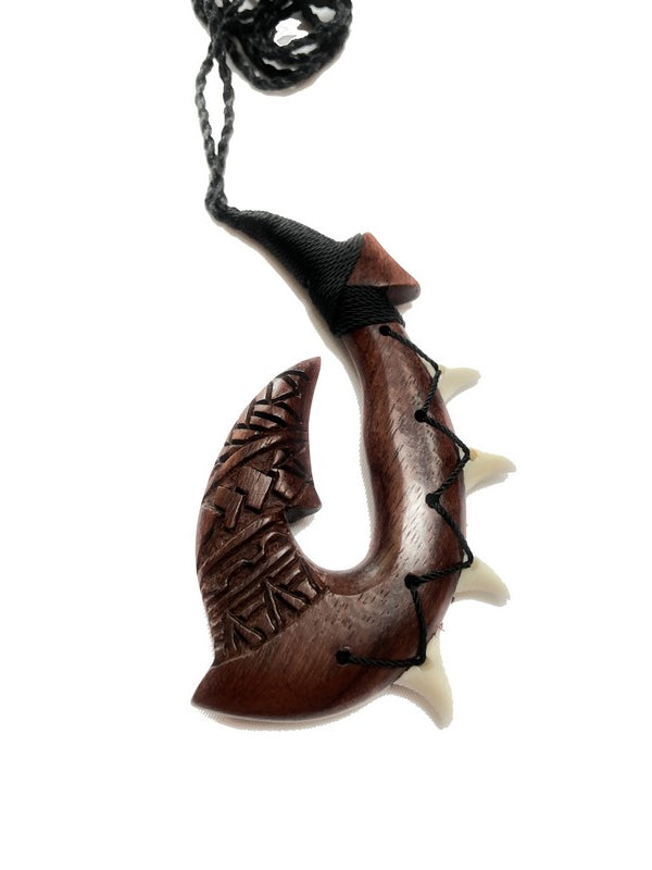 Hawaiian Fish Hook w Teeth and Engravings