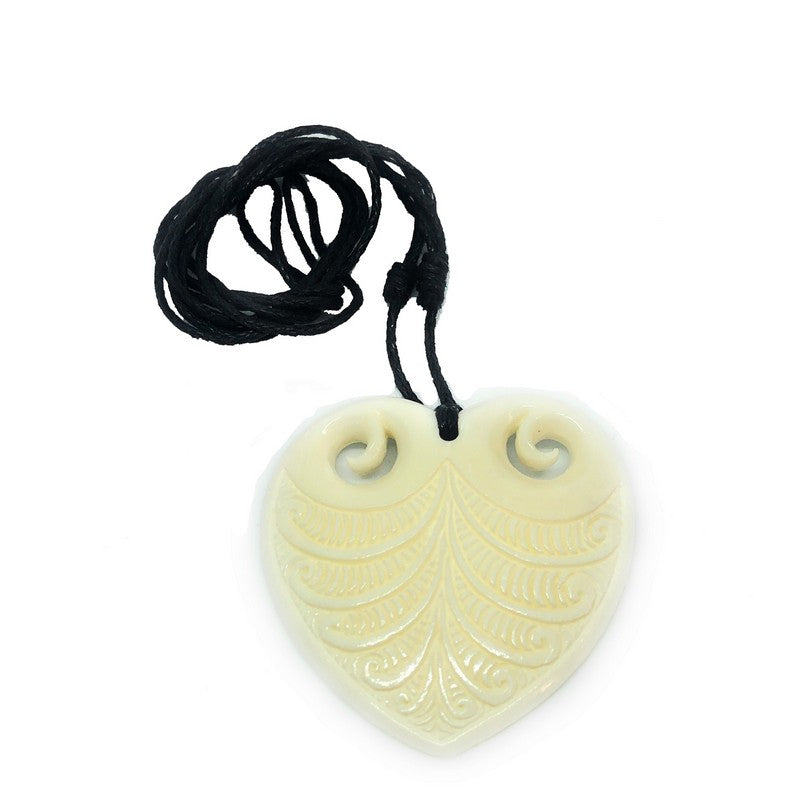 Bone Heart Pendant with Engravings - Makana Hut