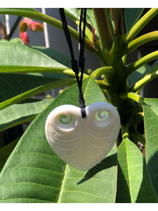 Bone Heart Pendant with Engravings - Makana Hut
