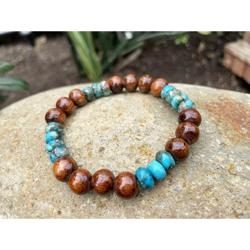 Koa and Imperial Jasper Stretch Bracelet