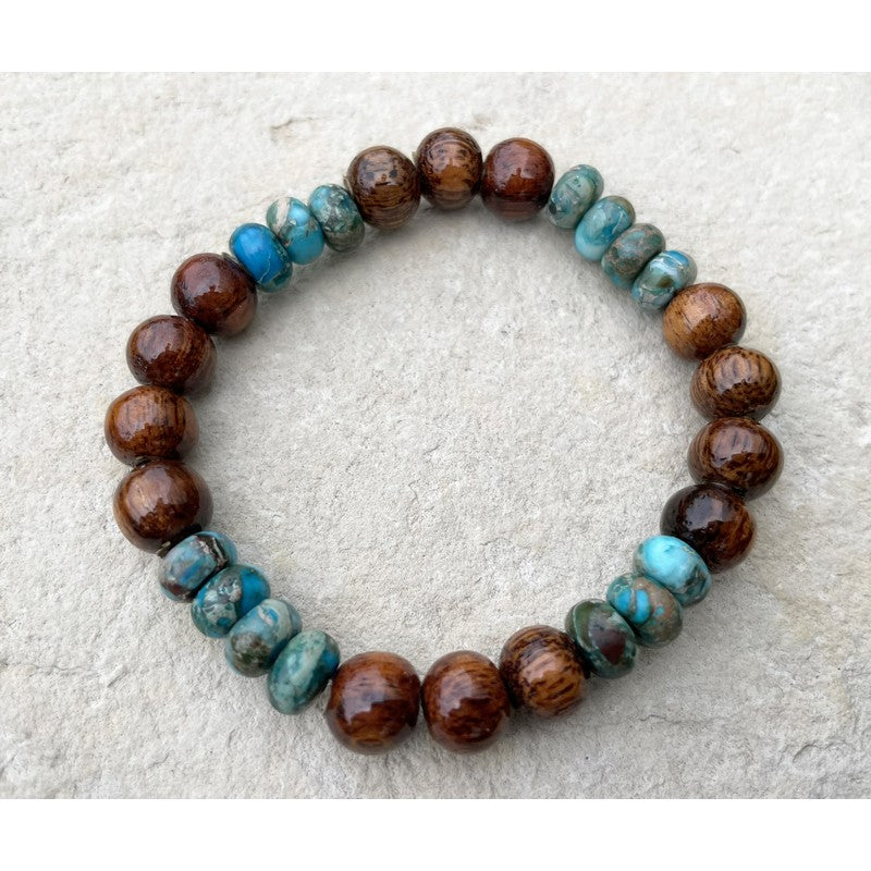 Koa and Imperial Jasper Stretch Bracelet