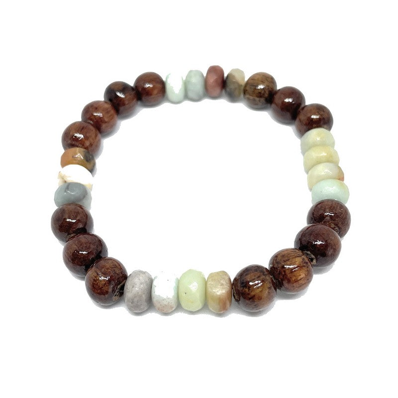 Koa and Amazonite Stretch Bracelet
