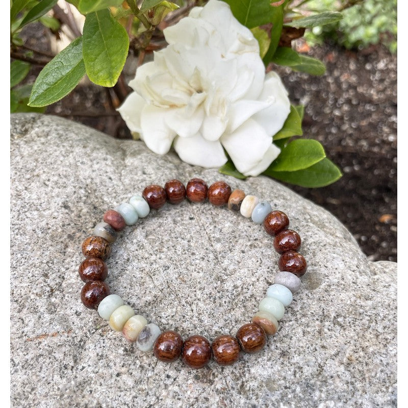 Koa and Amazonite Stretch Bracelet