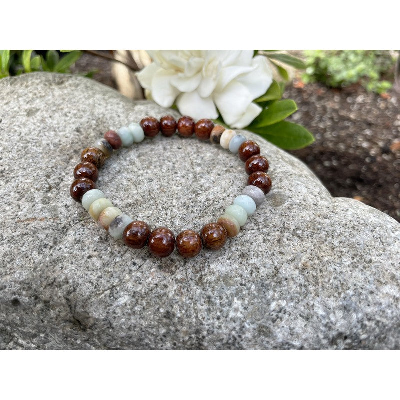 Koa and Amazonite Stretch Bracelet