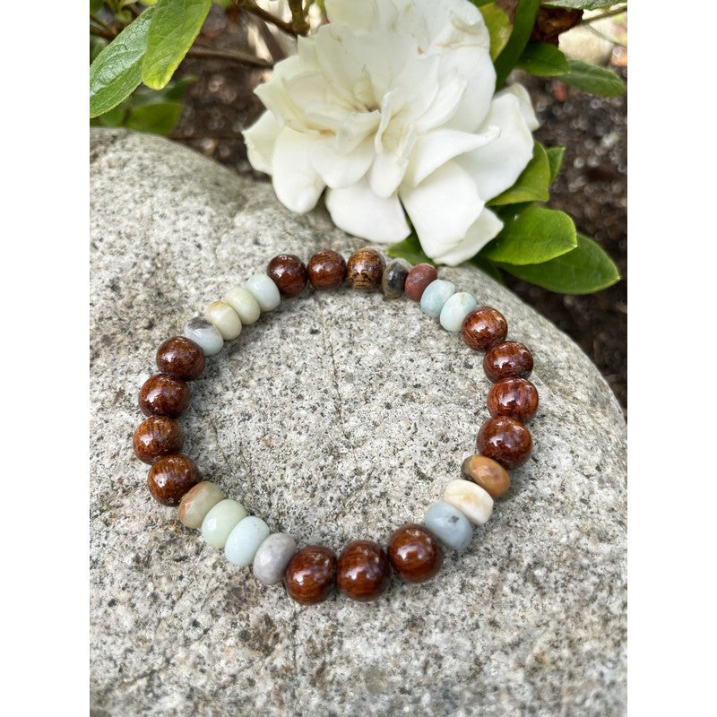 Koa and Amazonite Stretch Bracelet