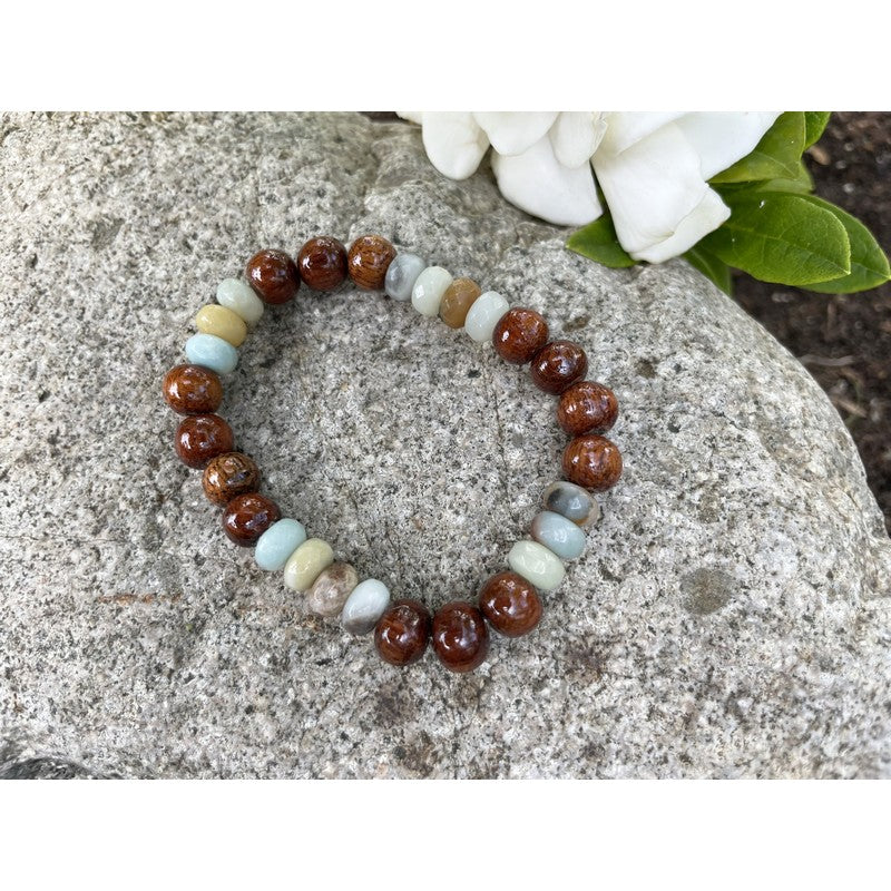 Koa and Amazonite Stretch Bracelet