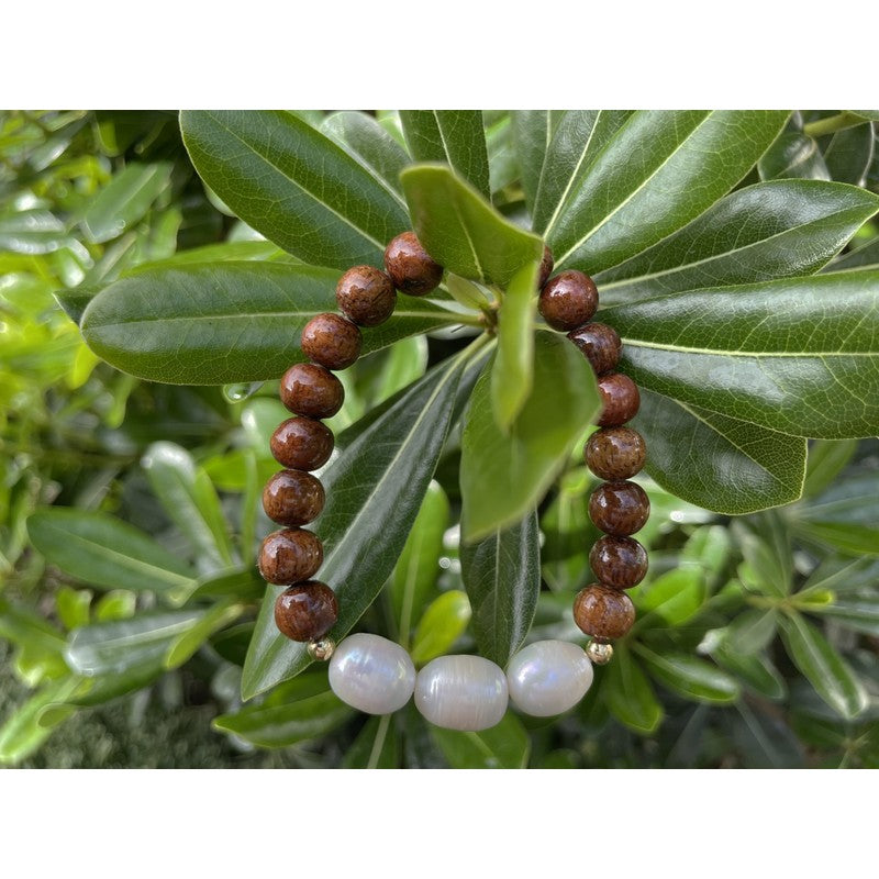 Koa and Fresh Water Pearls Stretch Bracelet