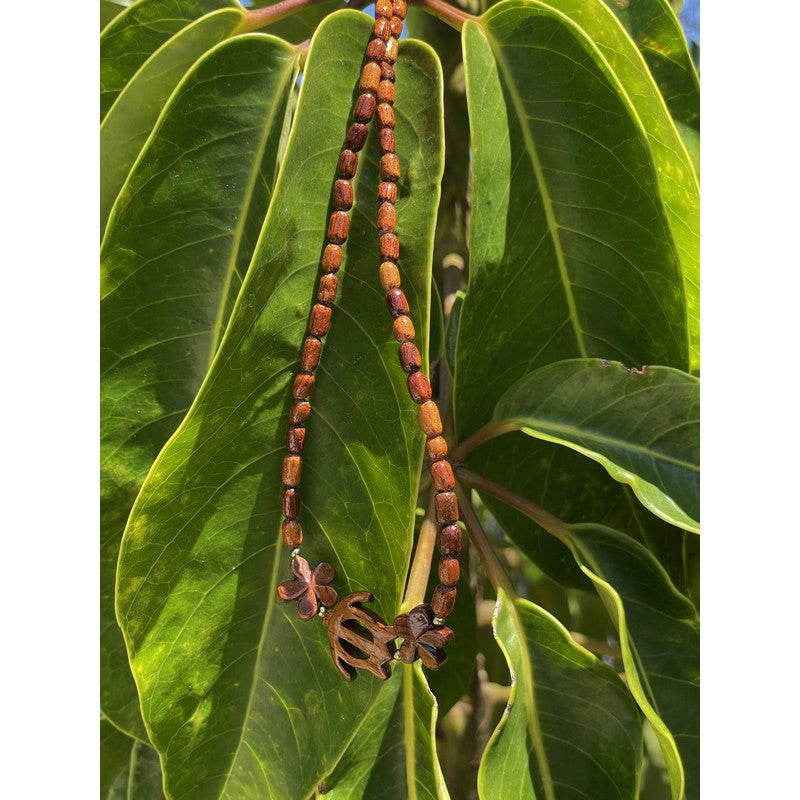 Honu & Plumeria All Koa Wood Necklace