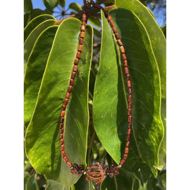 Honu & Plumeria All Koa Wood Necklace