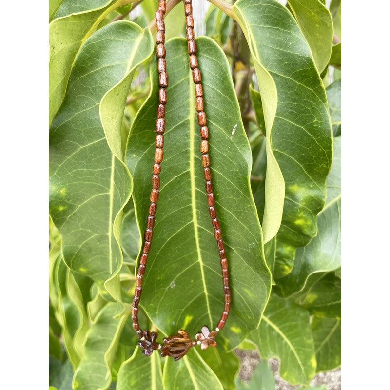 Koa Plumeria with Honu Necklace 18" | Koa Jewelry