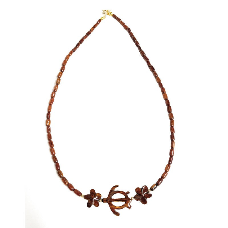 Koa Plumeria with Honu Necklace 18" | Koa Jewelry