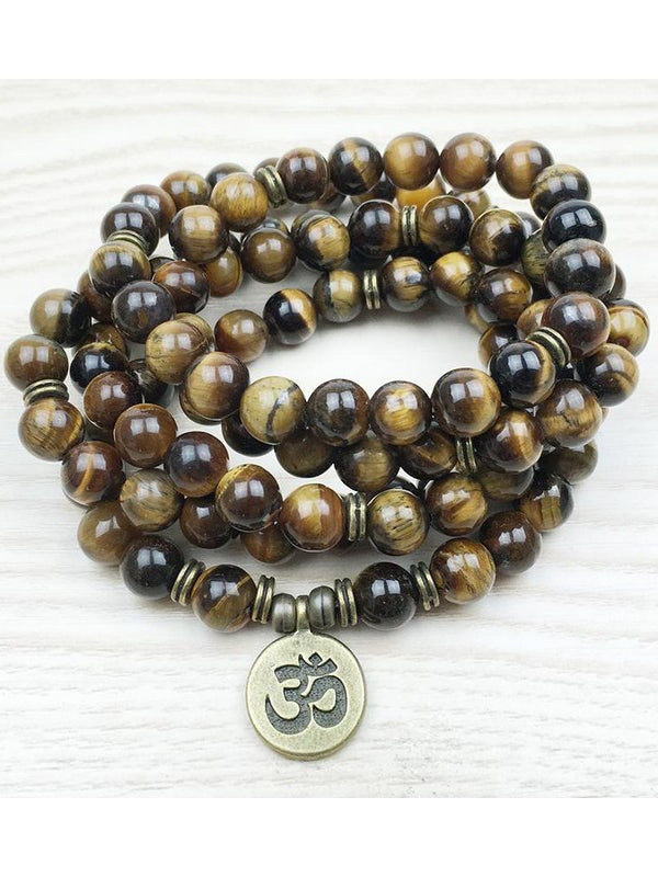 Tiger Eye "Om" Necklace or Bracelet | Tropical Jewelry - Makana Hut