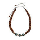 3 Strand Koa Wood and Pearl Adjustable Necklace 12mm