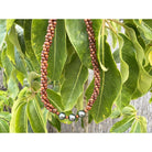 3 Strand Koa Wood and Pearl Adjustable Necklace 12mm