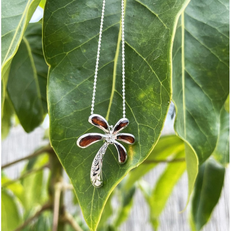 Hawaiian Koa Wood 3D Palm Tree Necklace