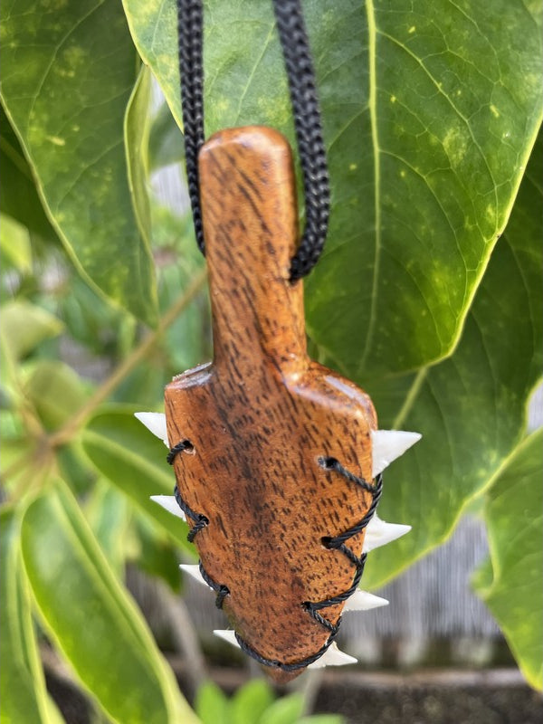 Leiomano Koa Wood Necklace Plain Front