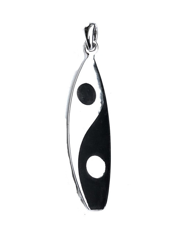 Yin Yang Sterling Silver Surfboard Necklace - Makana Hut