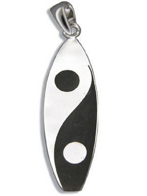 Yin Yang Sterling Silver Surfboard Necklace - Makana Hut