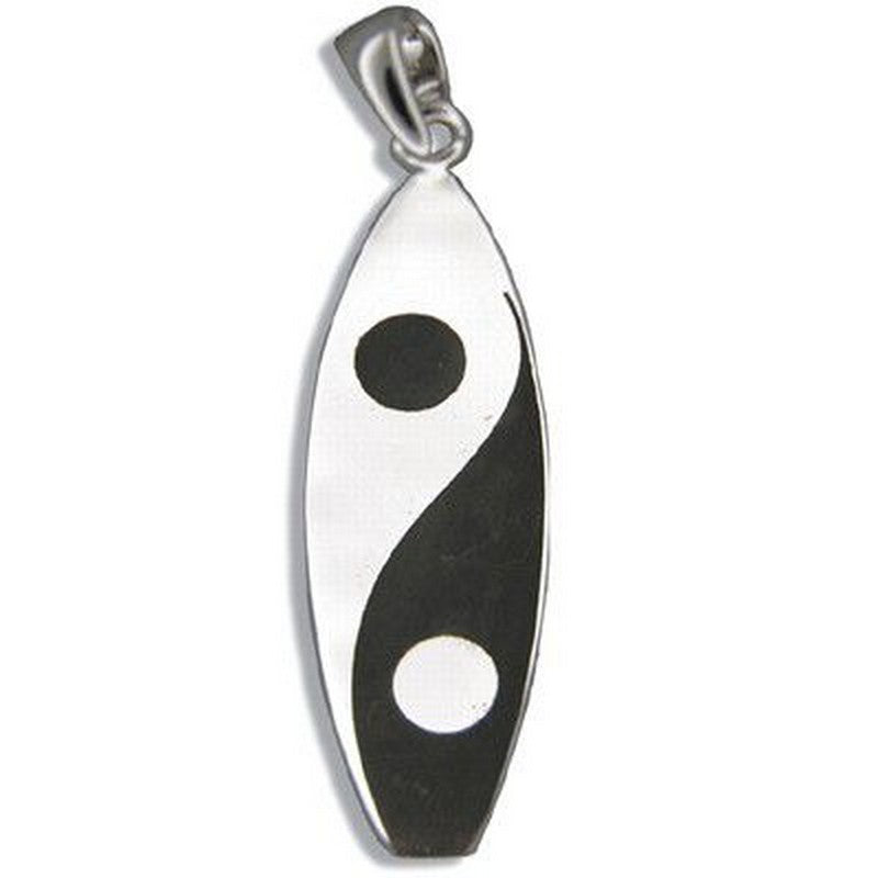 Yin Yang Sterling Silver Surfboard Necklace - Makana Hut