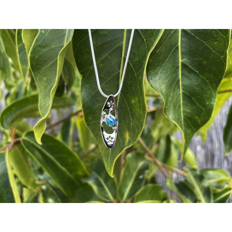 Surfboard with Blue Opal Honu