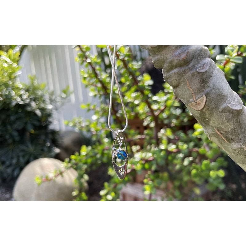 Surfboard with Blue Opal Honu