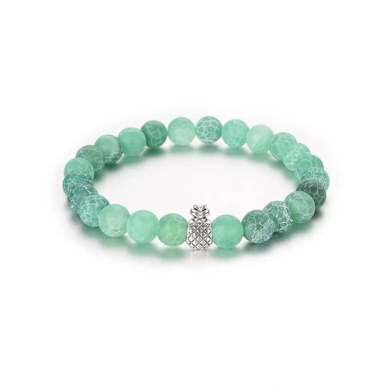 Pineapple Stone Bead Bracelet | Tropical Jewelry