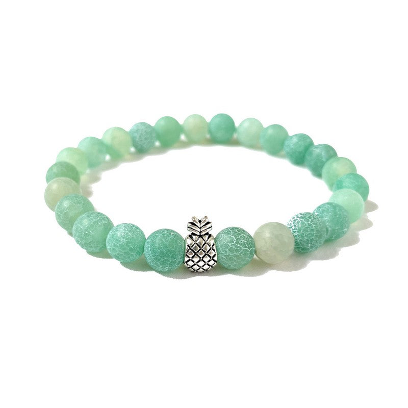 Pineapple Stone Bead Bracelet | Tropical Jewelry