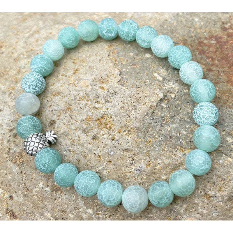 Pineapple Stone Bead Bracelet | Tropical Jewelry
