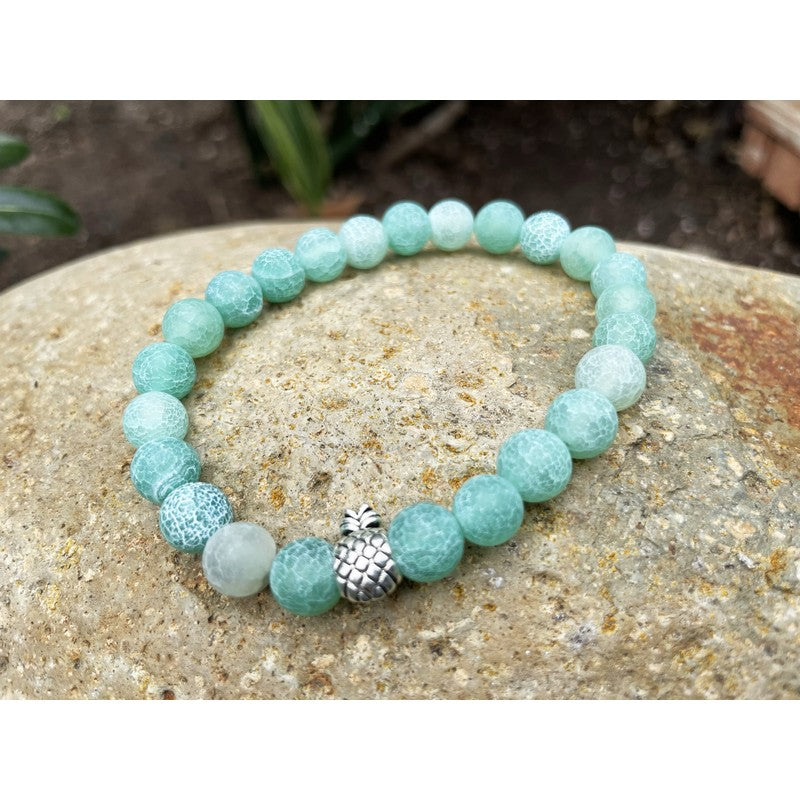 Pineapple Stone Bead Bracelet | Tropical Jewelry