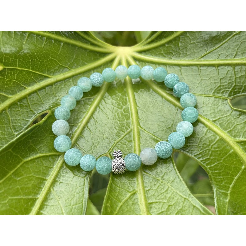 Pineapple Stone Bead Bracelet | Tropical Jewelry