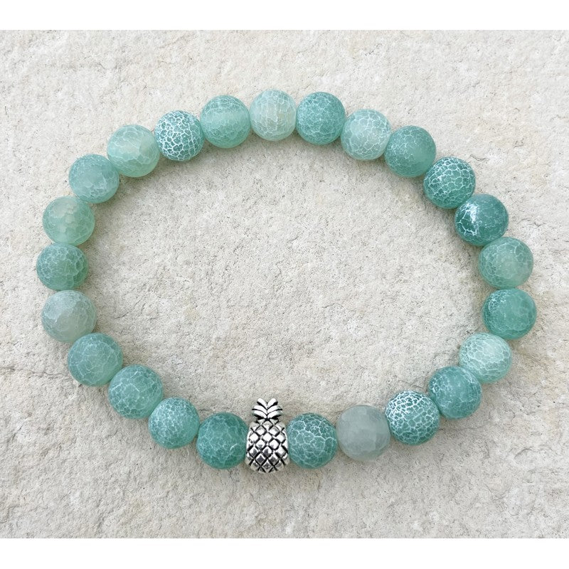 Pineapple Stone Bead Bracelet | Tropical Jewelry
