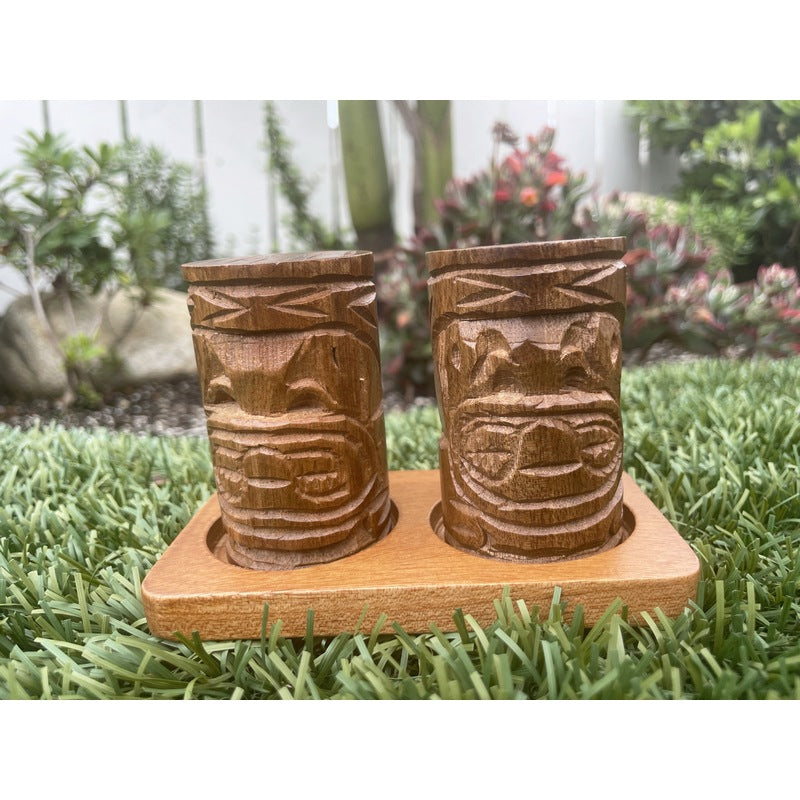 Acacia Wood Hibiscus Condiment Set