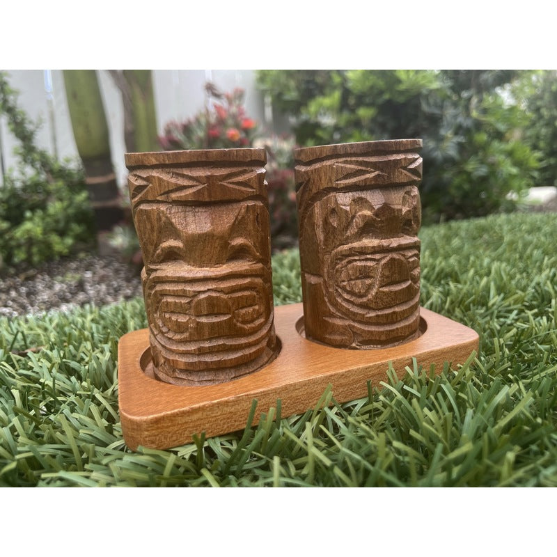 Acacia Wood Hibiscus Condiment Set