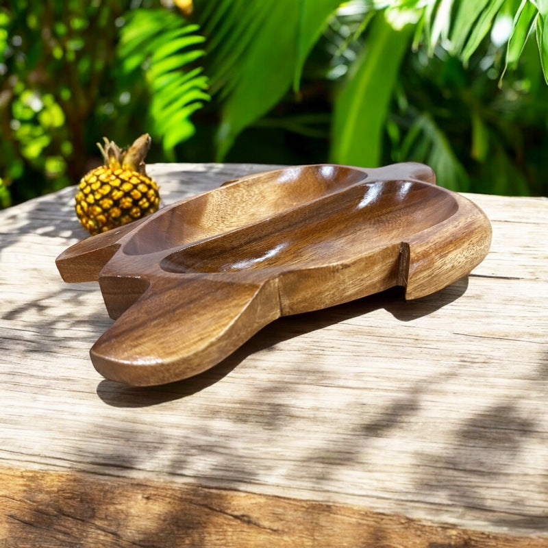 Acacia Wood Honu Tray w/ Two Compartments