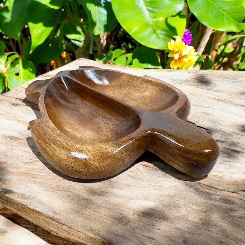 Acacia Wood Honu Tray w/ Two Compartments