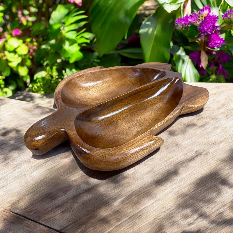 Acacia Wood Honu Tray w/ Two Compartments