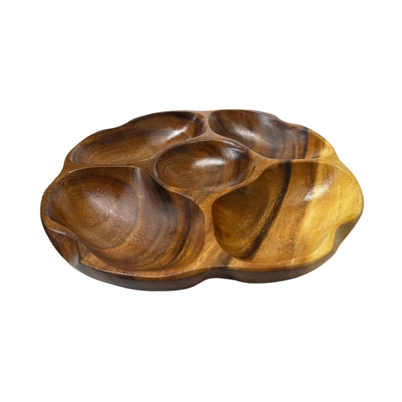 Acacia Wood Flower Bowl with 5 Compartments