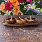 Acacia Wood Round Condiment Set