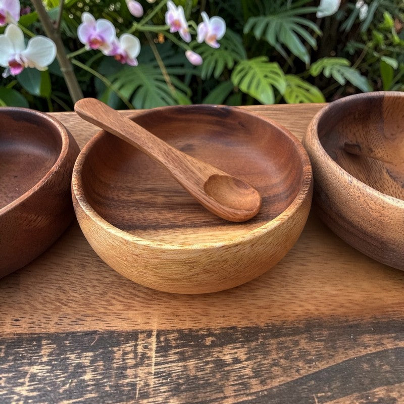 Acacia Wood Round Condiment Set – Makana Hut