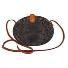 Black and Natural Oval Rattan Handbag