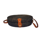 Black and Natural Oval Rattan Handbag