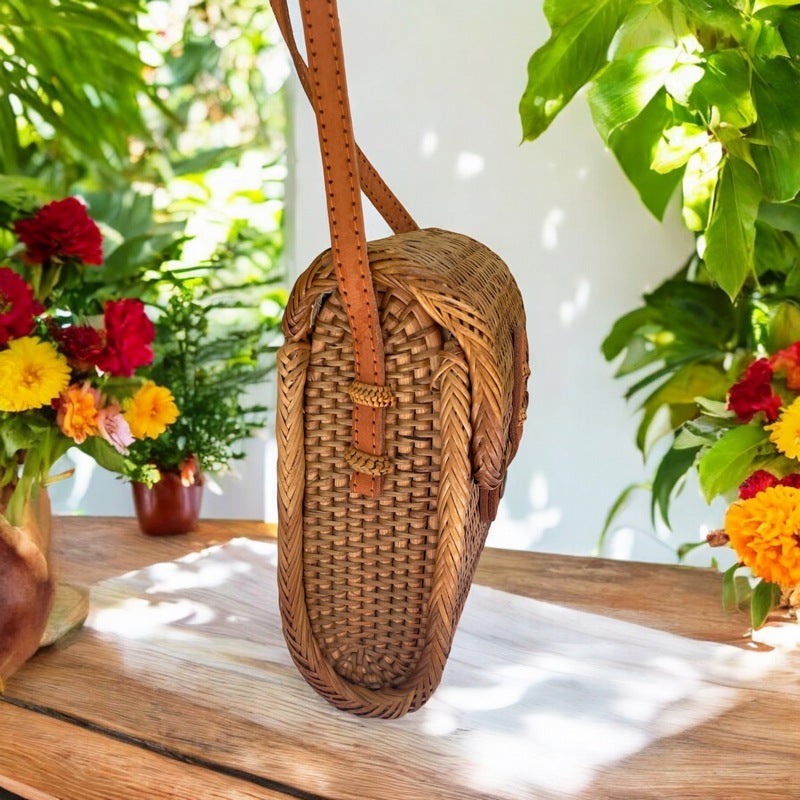 Natural Rattan Rectangular Bag - Crossbody Style – Makana Hut