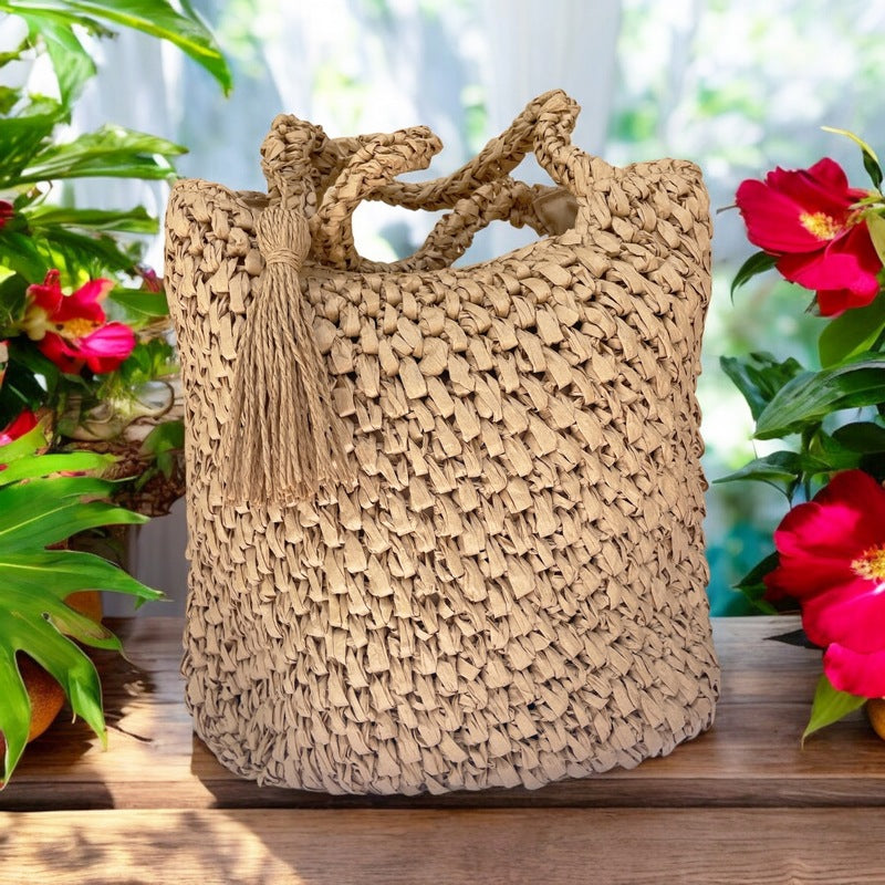 Woven tassel bag sale