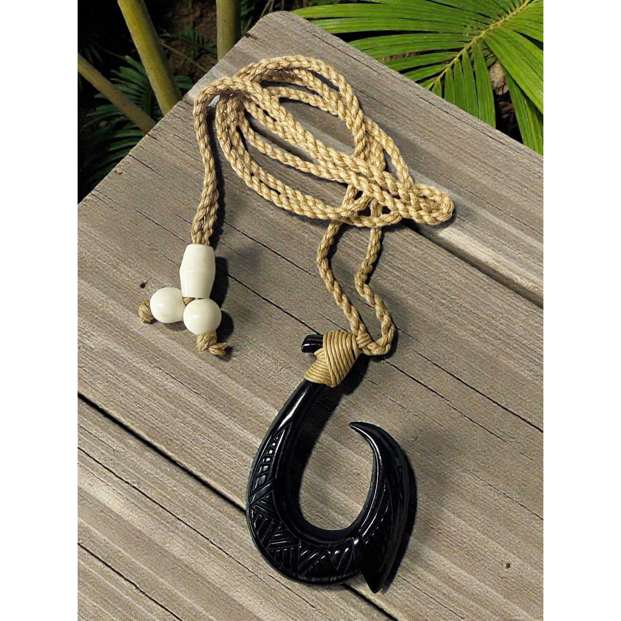 Black Bone Fish Hook w/ Engravings