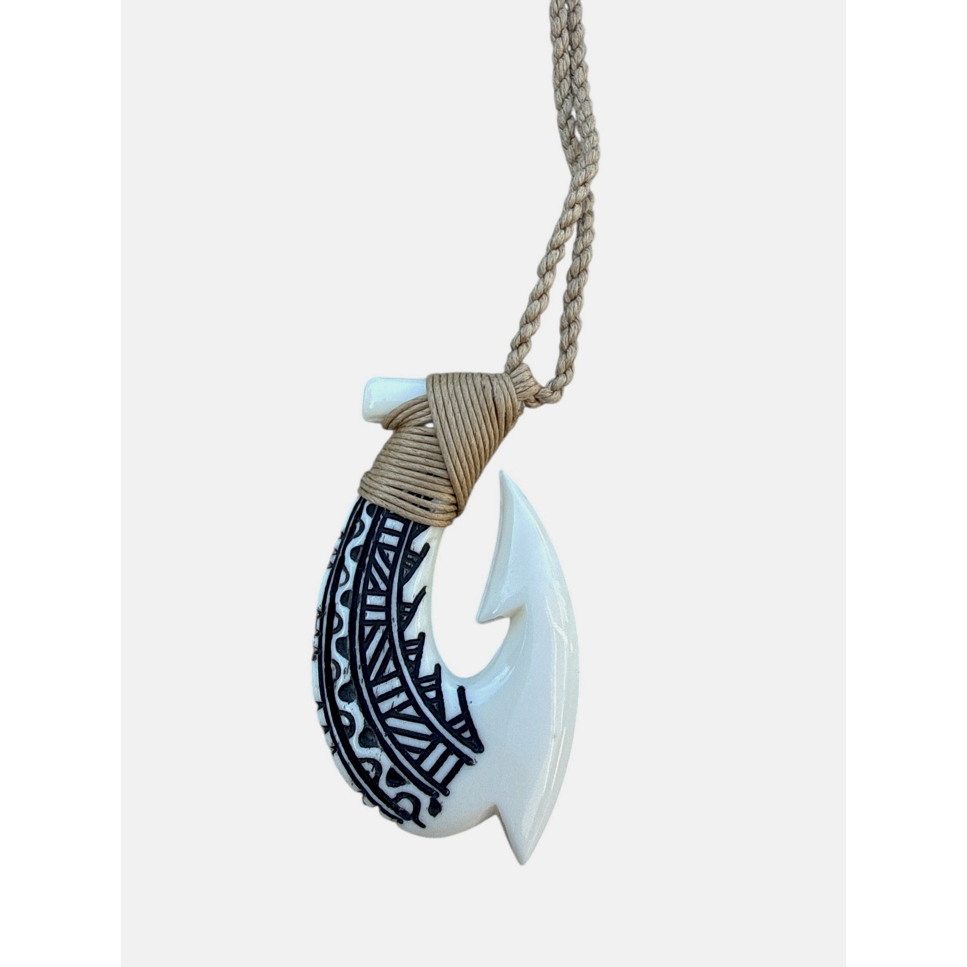 Buffalo Bone Fish Hook w/ Engravings