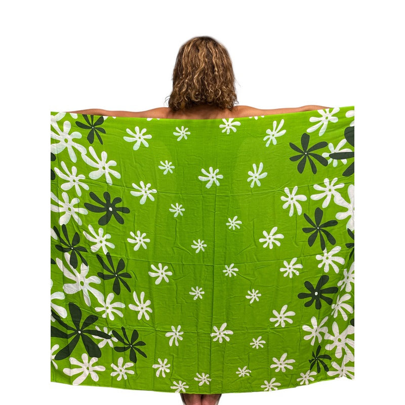 Tiare Flower Print | Pareo/Sarong Green