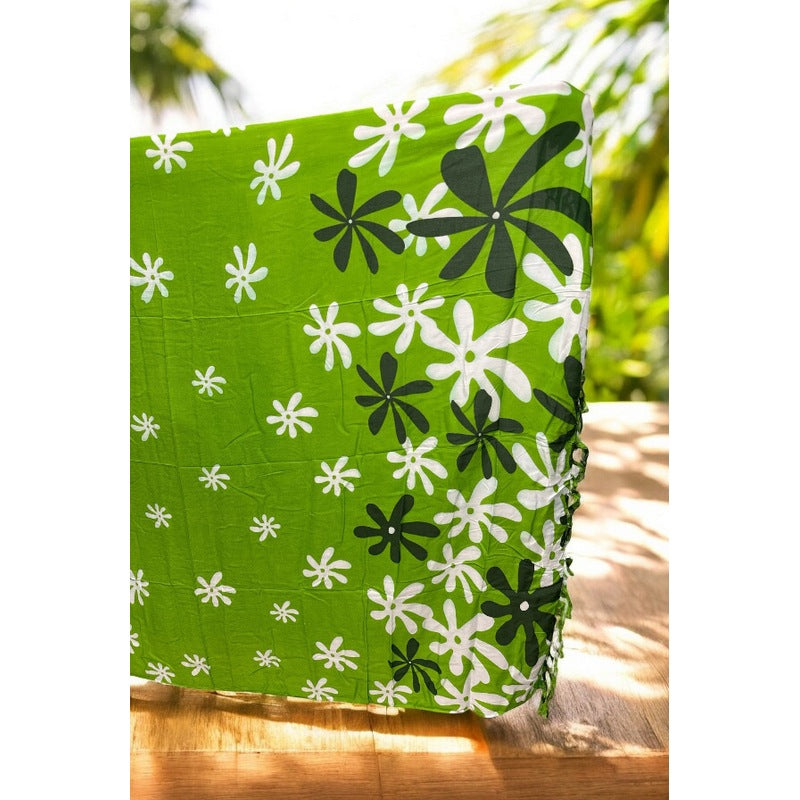 Tiare Flower Print | Pareo/Sarong Green