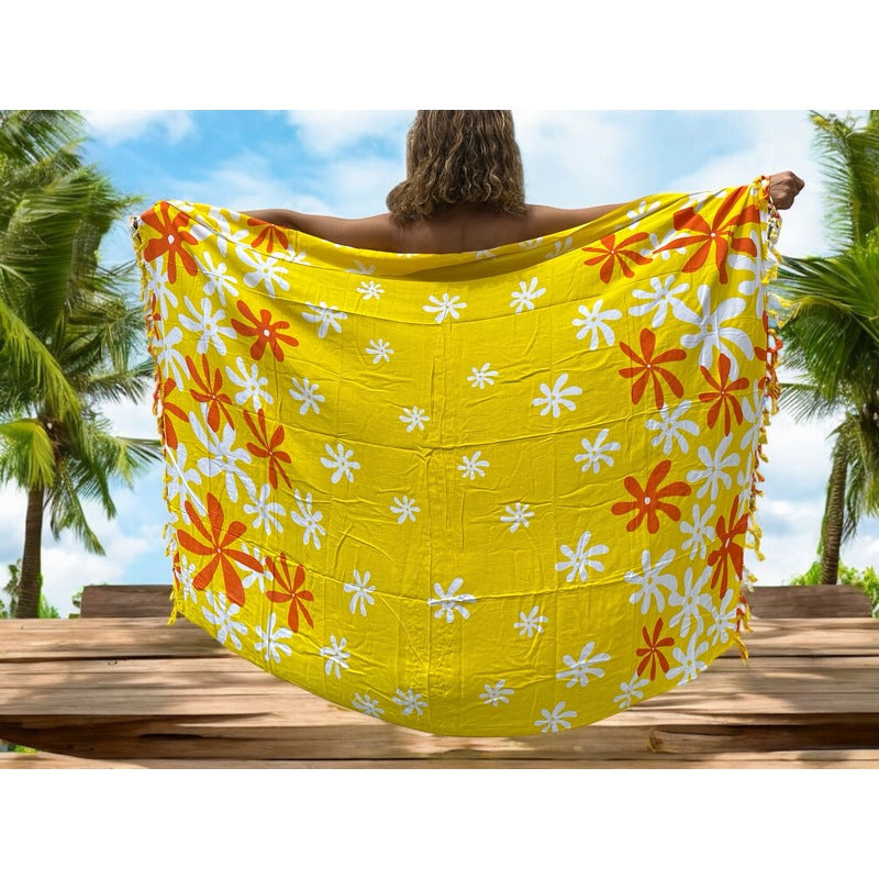 Tiare Flower Print |Pareo/Sarong Yellow