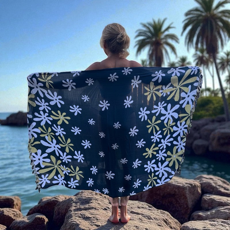 Tiare Flower Print | Pareo/Sarong Blue