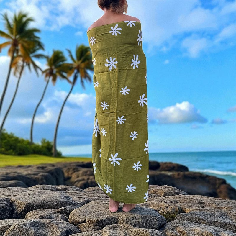 Tiare Flower Print | Pareo/Sarong Olive